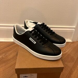 Chanel NIB Black Uniform Calfskin Leather Tennis Sneakers Size EU 39